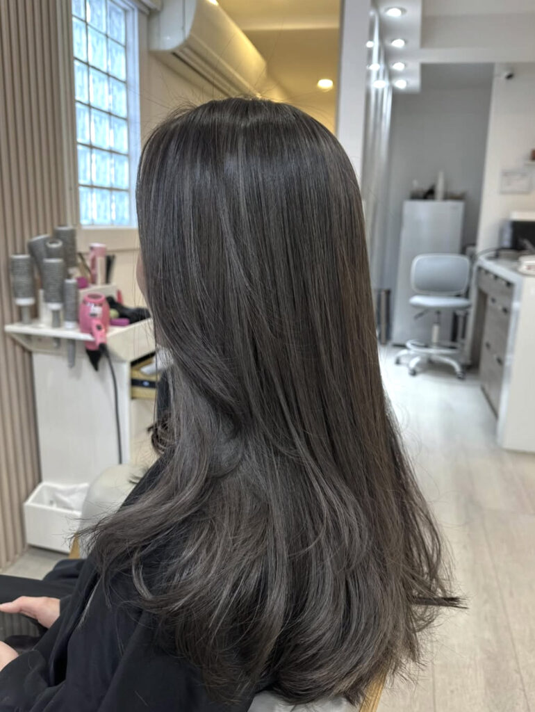 Blended ash grey highlights at PERFECT X HAIR