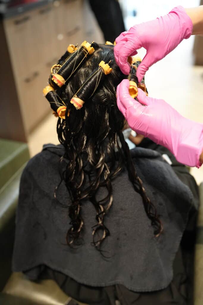 Digital perm process at PERFECT X HAIR