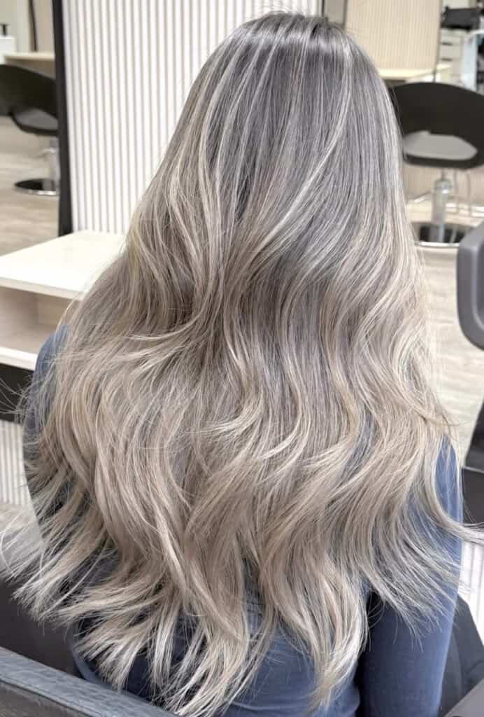 Neutral ash blonde balayage